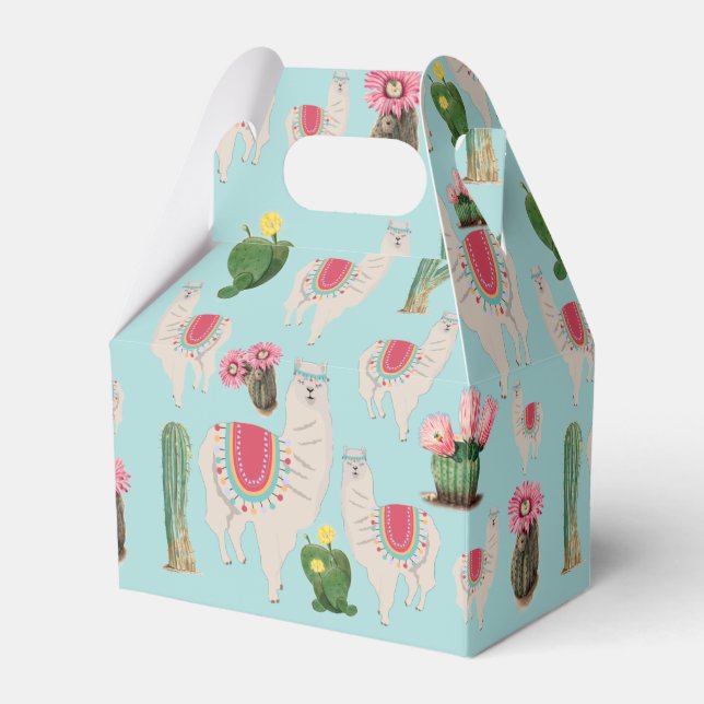 Cute Fiesta Llama & Cactus Pattern  Favor Box (Front Side)