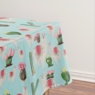 Cute Fiesta Llama & Cactus Pattern  Tablecloth