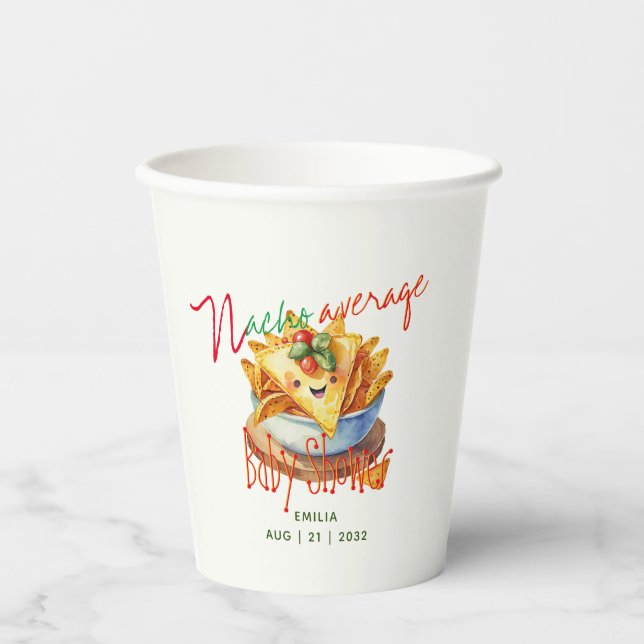 Cute Fiesta Nacho Average Baby Shower Custom Paper Cups (Front)