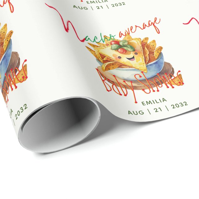 Cute Fiesta Nacho Average Baby Shower Custom Wrapping Paper (Roll Corner)