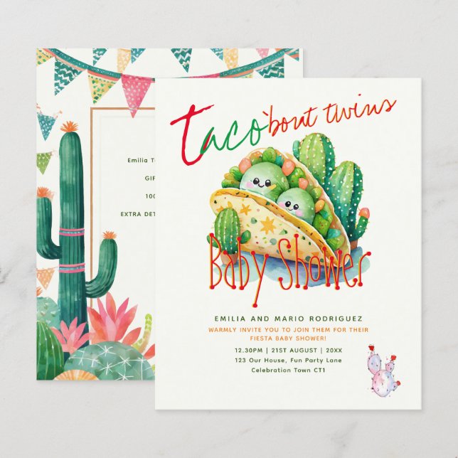 Cute Fiesta Taco TWINS Baby Shower BEST BUDGET  (Front/Back)