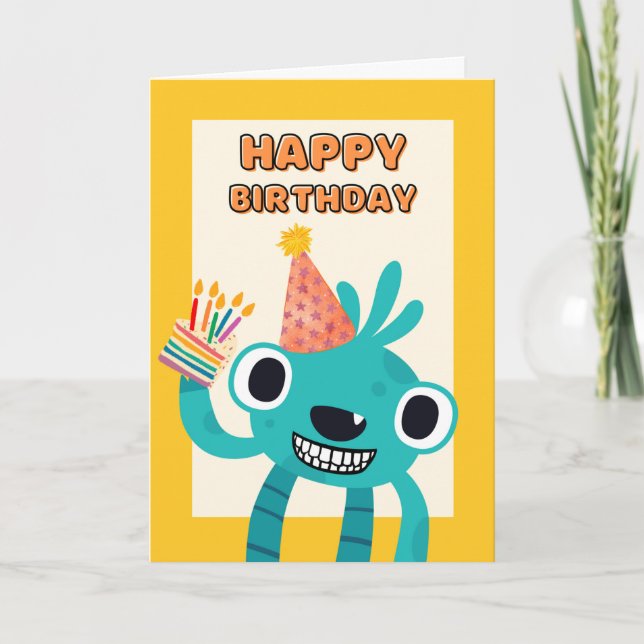Cute Fifth Birthday for Child with Creature Card (Front)