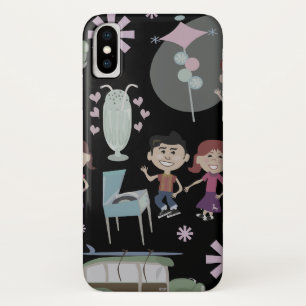 Cute fifties kids retro illustration pattern Case-Mate iPhone case