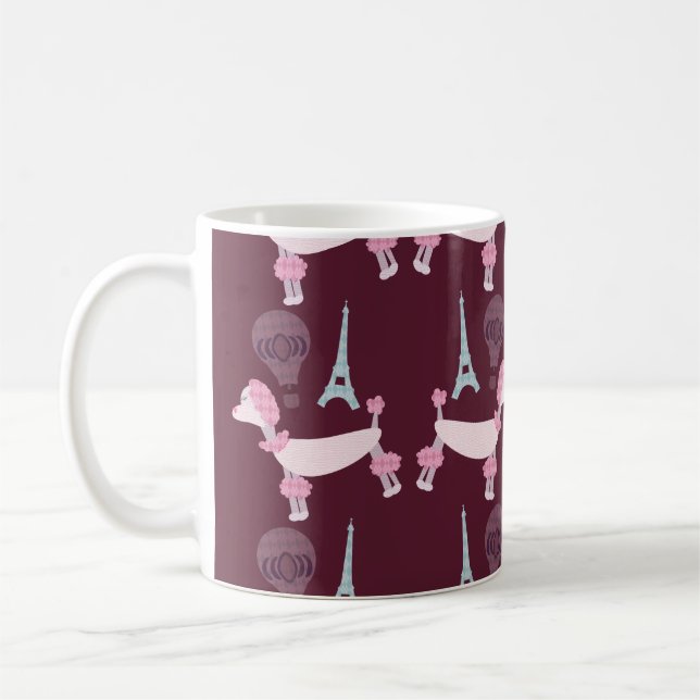 Cute Fifties Paris Poodle Pattern Coffee Mug (Left)
