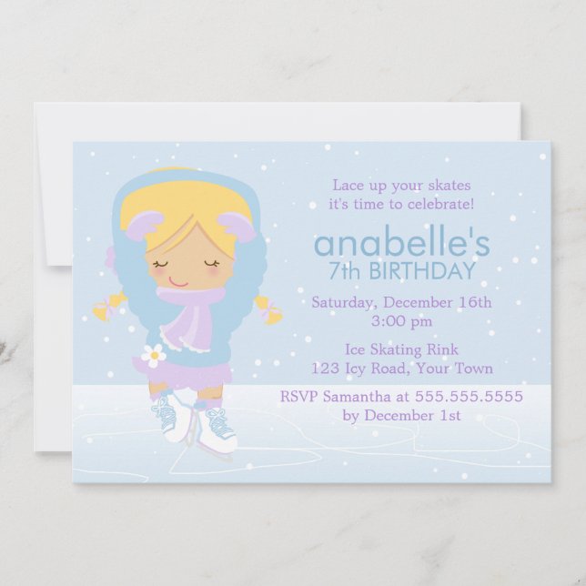 Cute Figure Skater Birthday Invitation (Front)