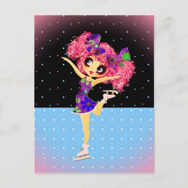 Cute Figure Skater Iceskating girl personalized Postcard (Front)