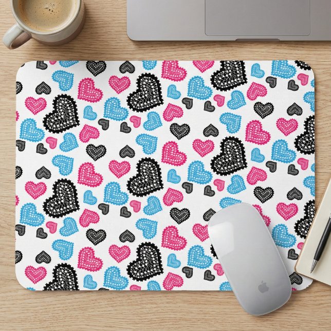 Cute Filigree Lace Hearts Pattern Mouse Pad (Creator Uploaded)