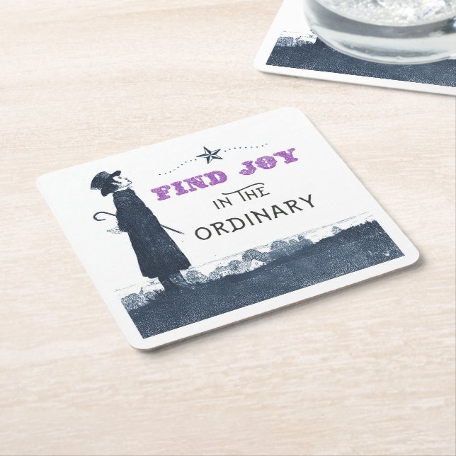 Cute Find Joy in the Ordinary Square Paper Coaster (Angled)