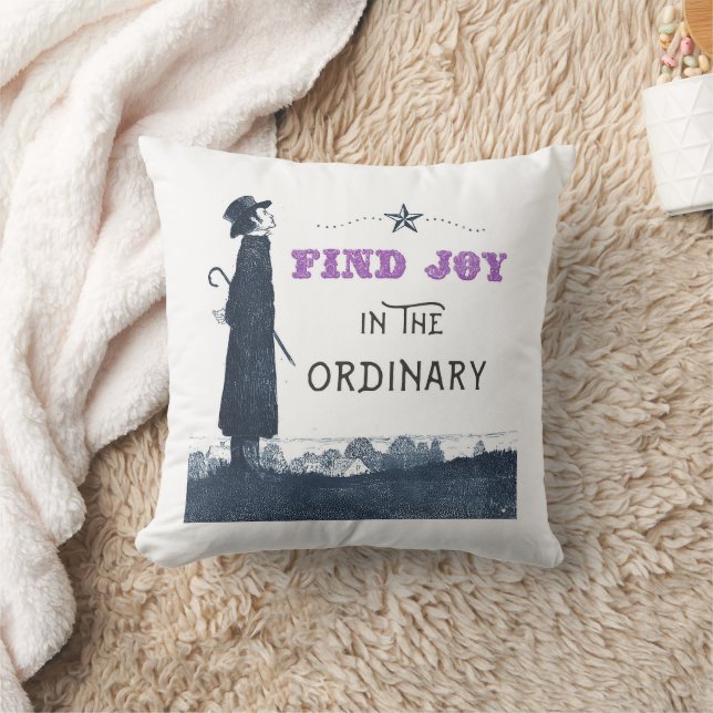 Cute Find Joy in the Ordinary Throw Pillow (Blanket)