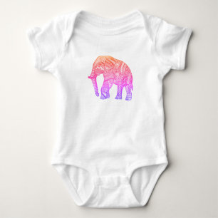Cute Fine Jersey Baby T-Shirt with Patterned Eleph Bodysuit