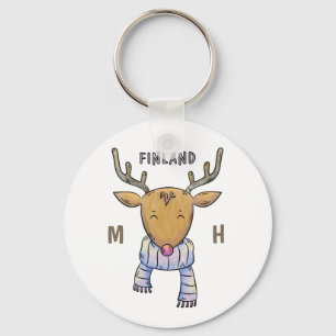 Cute Finland Reindeer custom monogram key chains