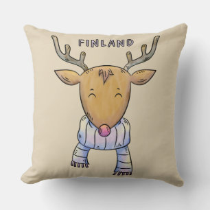 Cute Finland Reindeer throw pillows