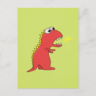 Cute Fire Breath Cartoon T-Rex Dinosaur Postcard