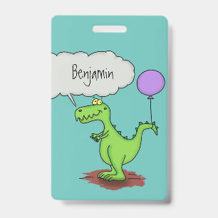 Cute fire breathing green funny dragon cartoon badge