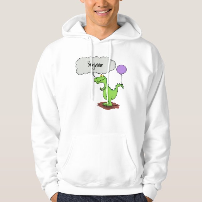 Cute fire breathing green funny dragon cartoon hoodie (Front)