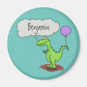 Cute fire breathing green funny dragon cartoon magnet