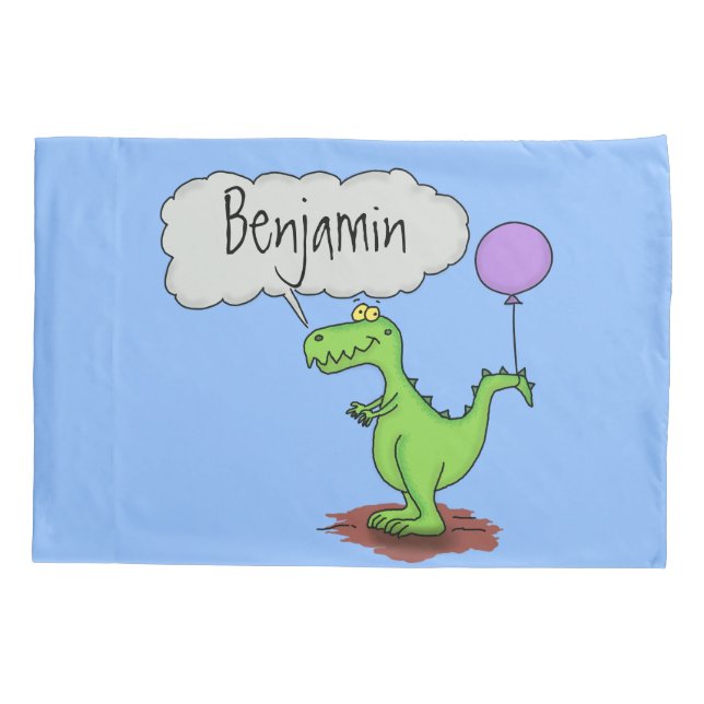 Cute fire breathing green funny dragon cartoon pillowcase (Back)
