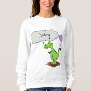 Cute fire breathing green funny dragon cartoon sweatshirt
