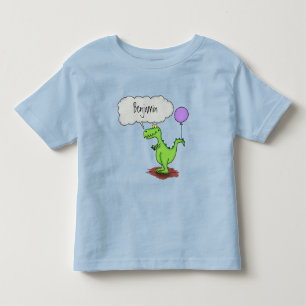 Cute fire breathing green funny dragon cartoon toddler t-shirt