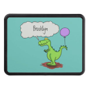 Cute fire breathing green funny dragon cartoon trailer hitch cover
