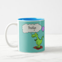 Cute fire breathing green funny dragon cartoon