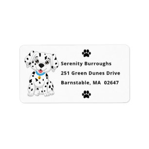 Cute Fire Dog Puppy Dog Cartoon Dalmatian  Label