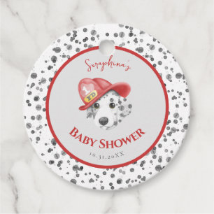 Cute Fire Fighter Dalmatian Baby Shower Favour Tags