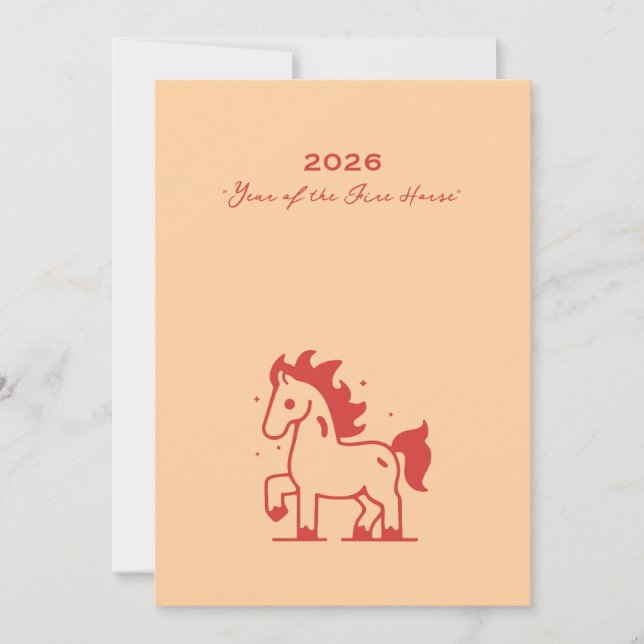 Cute Fire Horse Holiday Card (Front)