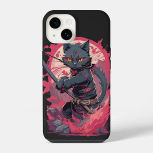 Cute Fire Splash Black Ninja Cat Warrior iPhone 14 Case