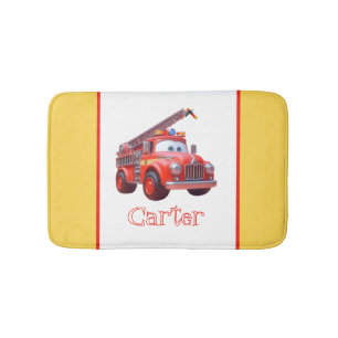 Cute fire truck bath mat