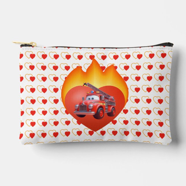 Cute fire truck Valentine's day Accessory Pouch (Front)