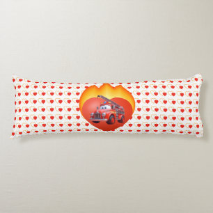 Cute fire truck Valentine's day Body Pillow