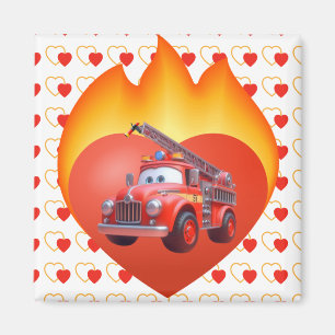 Cute fire truck Valentine's day Magnet