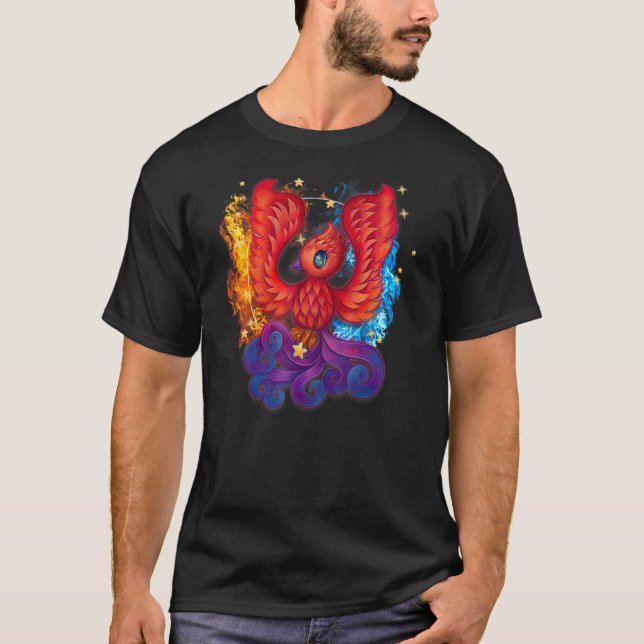 Cute Firebird Rising Phoenix Art T-Shirt Kids Todd (Devant)