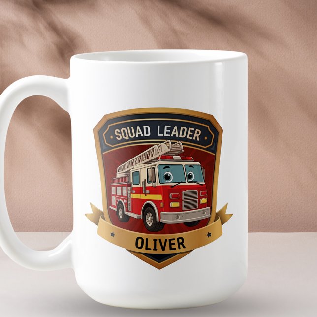 Cute Firefighter Badge Personalized  Coffee Mug (Creator Uploaded)