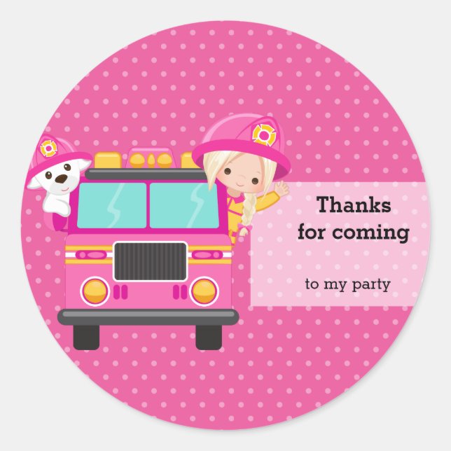 Cute Firefighter Classic Round Sticker (Front)