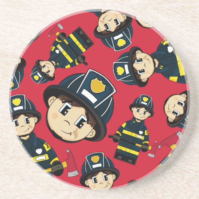 Cute Firefighter Coaster (Front)
