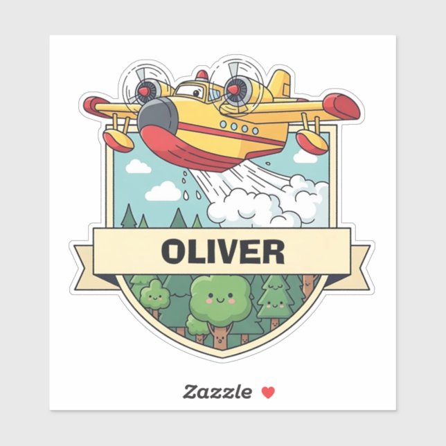 Cute Firefighting Plane Badge (Sheet)