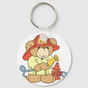 Cute Fireman Firefighter Bear Keychain