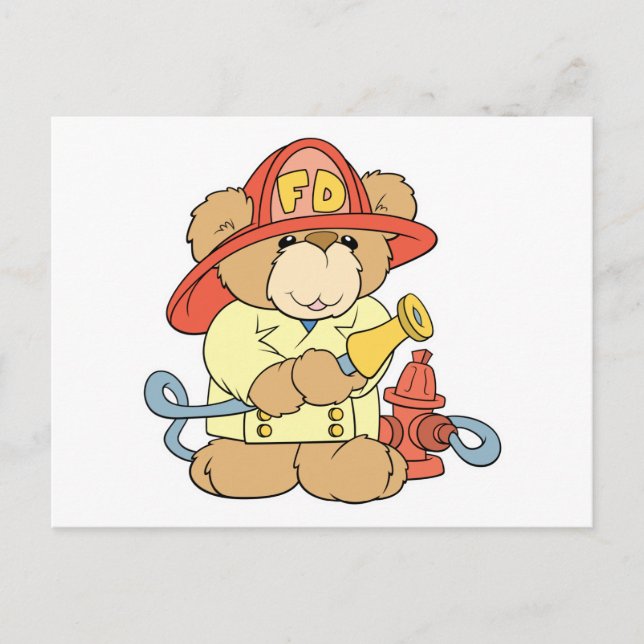 Cute Fireman Firefighter Bear Postcard (Front)