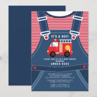 Cute Firetruck Baby Shower Invitation
