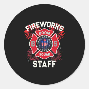 Cute firework staff patriotic 4th july technician classic round sticker