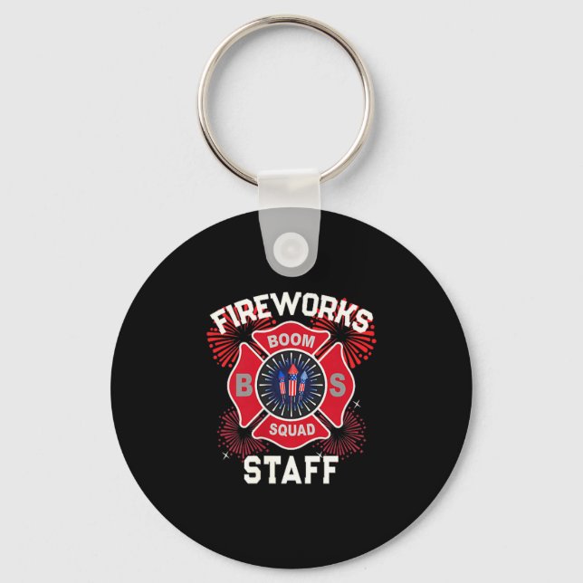 Cute firework staff patriotic 4th july technician keychain (Front)