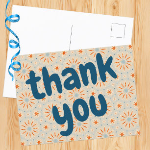 Cute Fireworks-Inspired Pattern Thank You Postcard