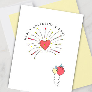 Cute Fireworks Valentine Holiday Card