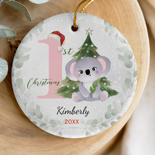 Cute first baby girl Christmas tree Ceramic Ornament