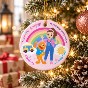 Cute First Birthday Party Keepsake Girl Ceramic Ornament