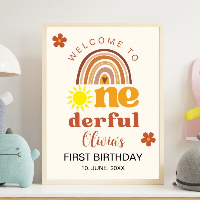Cute First Birthday with Boho Style Onederful Poster (Creator Uploaded)