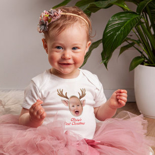 Cute First Christmas Baby Reindeer Bodysuit