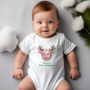 Cute First Christmas Baby Reindeer Bodysuit